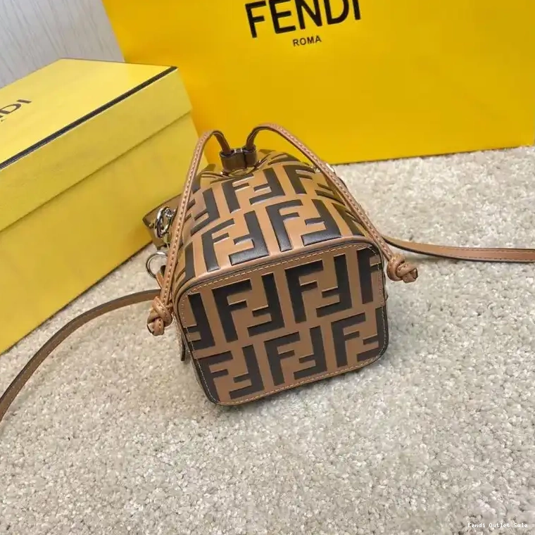 Cheap In Bucket Motif Mon Tresor Khaki Bag Calf FF Leather Fendi Mini 0623